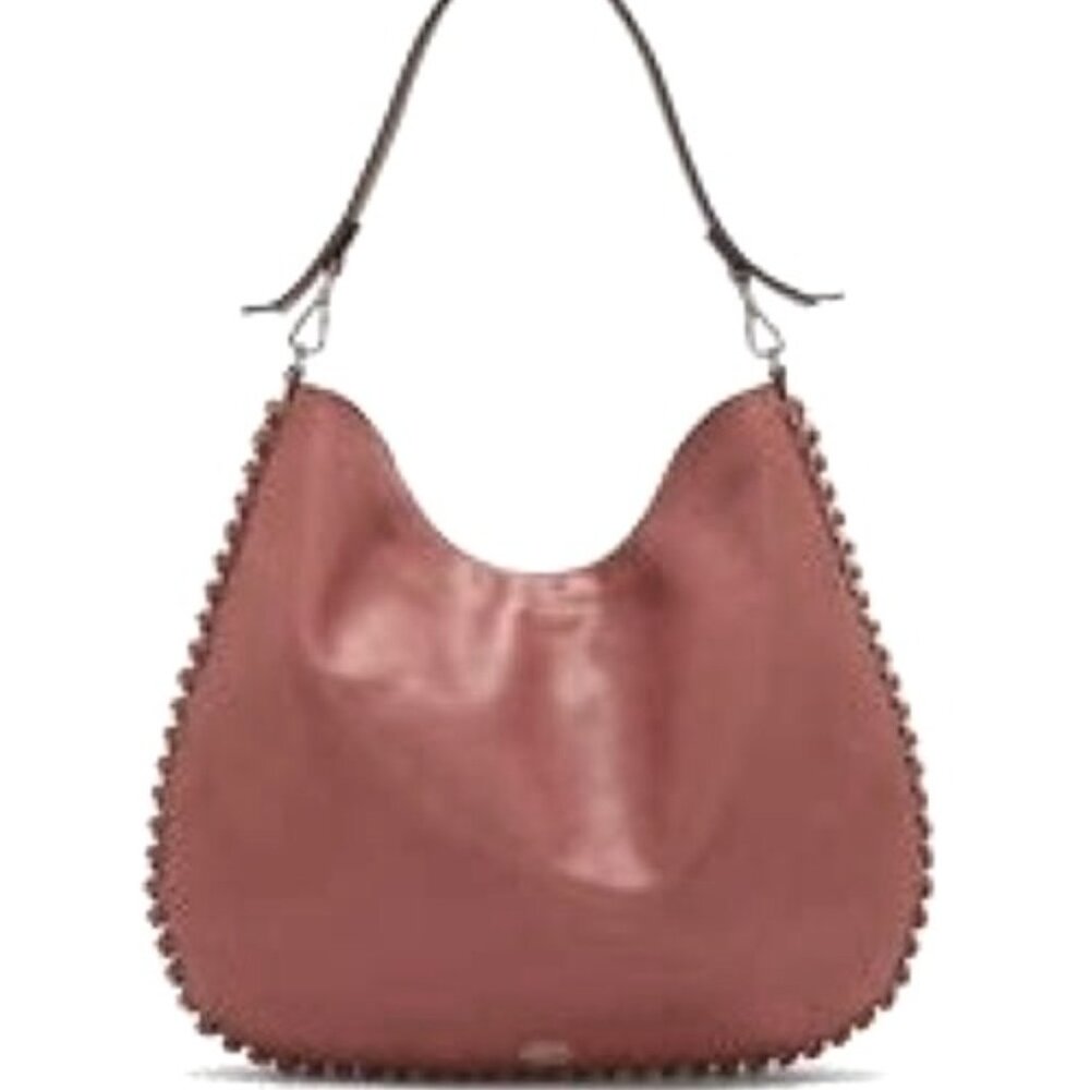 VINCE CAMUTO INEZ Umber Buttery Soft Leather Hobo Chain Trim Handbag NWT $348